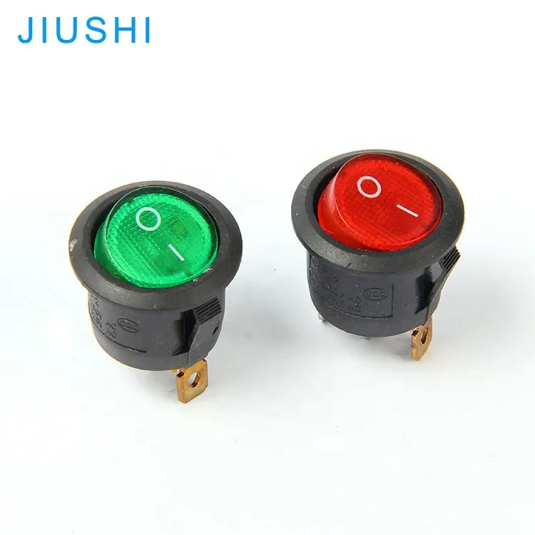 KCD1-105N 3 Pin 250V/6A 125V/10A round rocker switch illuminated red green