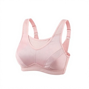 Women's Pink <b>Racerback</b> Sports <b>Bra</b> Neck Breathable Mesh Medium Support Fitness Wear Seamless Solid Style - Product Image 1