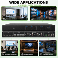 Consola de Conmutación de Matriz HDMI 2.0 Profesional DQINFOS 4X4, 4 Entradas 4 Salidas, 18Gbps HDCP2.3 4K 60Hz para Educación, Escuelas y Aulas
