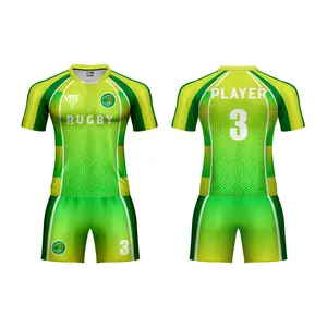 NO MOQ OEM green rugby shirts custom jersey rugby shirt uomo full rugby league players uniform