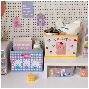 Pronto per la spedizione scatola portaoggetti da tavolo per dormitorio scelta per ragazza in pelle PU pieghevole articoli vari smistamento cestino organizer per cartoni animati - Product Image 6