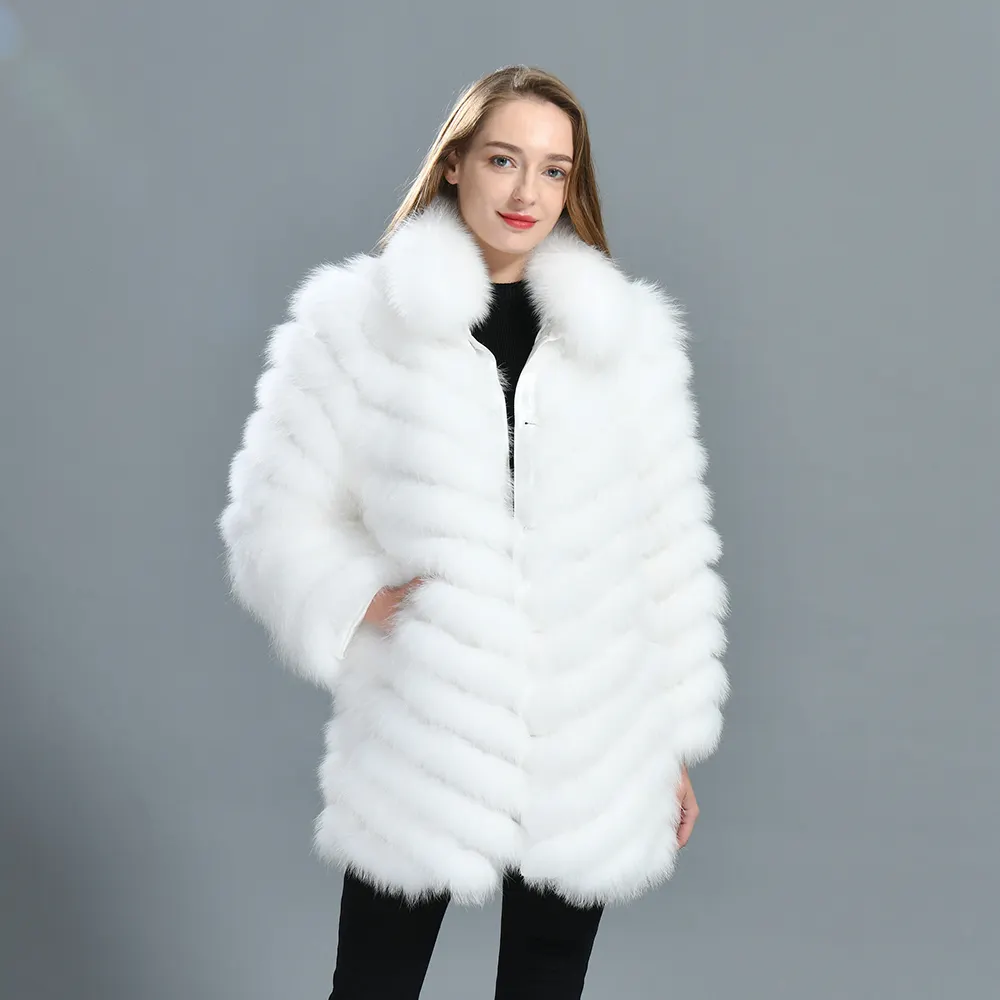 Inverno Mulheres Por Atacado Costume 100% De Seda Reversível Casaco Double-sided Desgaste Removível Collar Fox Fur Real Casacos Para Senhoras Genuínas