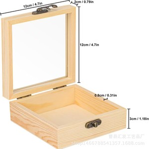 Caja de almacenamiento de madera cuadrada de madera maciza con tapa abatible y cerradura, caja de joyería de 5,5x5,5x3,5 cm para embalaje de regalo - Product Image 4