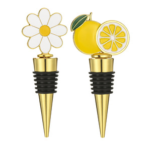Daisy Lemon Metal Wine Stopper <b>Sealing</b> Bottle Stopper For Wine Bottles - Product Image 1