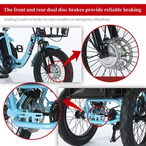 Triciclo Eléctrico de 18 Pulgadas con Pedaleo Asistido, Batería de Litio de 48V 13Ah, Bicicleta de Carga de 3 Ruedas, Triciclo Utilitario con Neumáticos Gruesos - Product Image 6