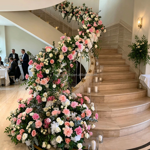 Runner <span class=keywords><strong>da</strong></span> Tavola Classico Tradizionale in Seta Rosa Pesca con Rose e Garofani 200x40cm, Decorazione per Banchetti e Matrimoni, Fila di Fiori Artificiali - Product Image 2