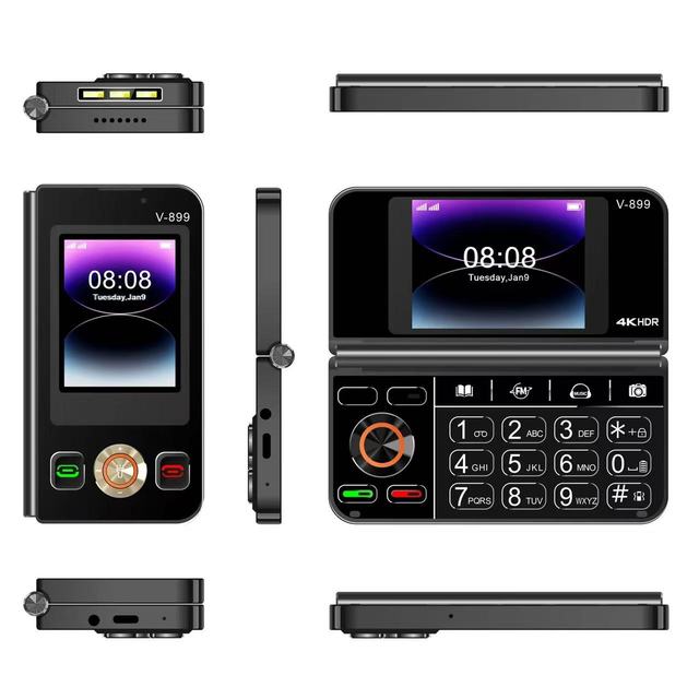 2025 New Arrival V-899 Mini Feature Phone 2G GSM Cellular with 32MB+64MB Memory 2.4inch +2.8inch Display Qwerty Keyboard