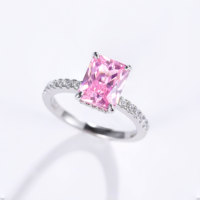 OAHLAN Bijoux de mode personnalisés 3CT Rose Radiant Cut Cubic Zirconia 925 Sterling Silver Rings for Women Wedding Engagement