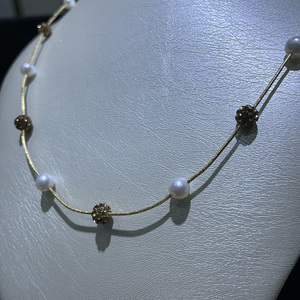 Fashion Metallic Crystal Beads Gold Plated <strong>Stainless</strong> <strong>Steel</strong> Chain Pearl Necklace <strong>Jewellery</strong> - Product Image 4