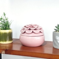 Nouveau Pot à Bougie Cylindrique en Céramique et Porcelaine de Luxe pour Décoration Intérieure, en Forme de Fleur, Écologique, pour Rangement de Bijoux et Ornements