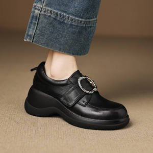Pure handmade leather leather <b>shoes</b> with big belt buckle inside and outside full leather <b>shoes</b> with a round head and <b>soft</b> <b>sole</b> - Product Image 5