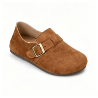 Maßgefertigte Damen-Slipper aus Wildleder mit Schnalle, Größe 35-41, Retro-Flachschuhe für Casual-Walking