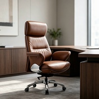 Fauteuil de bureau pivotant en cuir élégant à dossier haut, de luxe moderne - Chaise de direction rembourrée haut de gamme pour réunions et projets de bureau