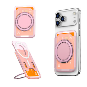Travel Foldable Aluminum alloy Magnetic holder PC Card Wallet Telescopic Phone Stand Bag Bracket Metal Ring Universal Case Box - Product Image 3