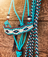 Ensemble de licol et de longe pour cheval, fabriqué par Horse Lead Equip, avec protège-museau, crochet, corde en paracorde tressée à la main, licol en nylon pour l'équitation