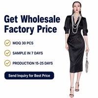 Robe midi en satin noir pour femme, col en V profond, manches trois quarts, taille drapée, plissée, style fourreau, pour soirée, OEM ODM, directement de l'usine