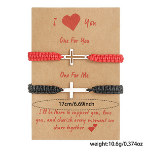 Braided <b>Bracelet</b> Stainless Steel Cross Adjustable <b>Couple</b> Gift Unisex Jewelry Valentine's Day Fashion String <b>Bracelet</b> - Product Image 4