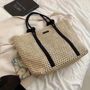 กระเป๋าโท้ทผู้หญิงสีขาวกากี มีสายสะพายสองเส้น ปิดด้วยซิป ความจุขนาดใหญ่ เป็นมิตรกับสิ่งแวดล้อม ใช้ซ้ำได้ เหมาะสำหรับทำงาน เดินทาง และใช้ในชีวิตประจำวัน - Product Image 4