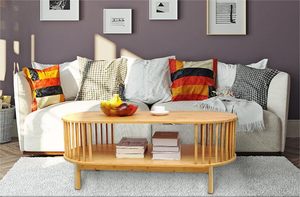 Hình Dạng Hình Bầu Dục Tre Bàn Cà Phê Cho Phòng Khách, 2-Tier Bằng Gỗ Trang Trại Tre Bảng Trung Tâm Với Lưu Trữ Kệ - Product Image 6