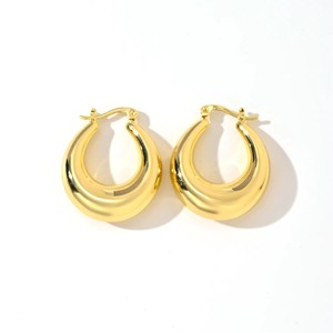 Boucles d'oreilles créoles épaisses en acier inoxydable pour femmes, bijoux de mode les <span class=keywords><strong>moins</strong></span> chers - Product Image 4