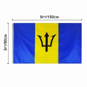 Bandeira nacional da bandeira 90x150cm, impressão da tela de seda, bandeira barbados