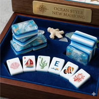 Meilleure Vente 2026 – Mahjong d'été de luxe américain en cristal, pliable et portable, thème Sirène Océan Bleu, 160 pièces en acrylique et mélamine 4