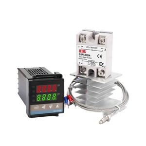 Thermostat REX-C100 PID, ensemble de contrôle de température, thermocouple + relais à semi-conducteurs 40DA, ensemble de capteurs de température - Product Image 1