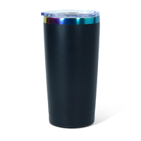Mug de voyage réutilisable en acier inoxydable à double paroi de 20 oz plaqué arc-en-ciel avec couvercle pour gravure au laser