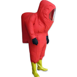 Combinaison de protection de résistance aux alcalis acides antistatiques étanches à l'eau Vêtements de protection chimique en PVC rouge robuste - Product Image 1