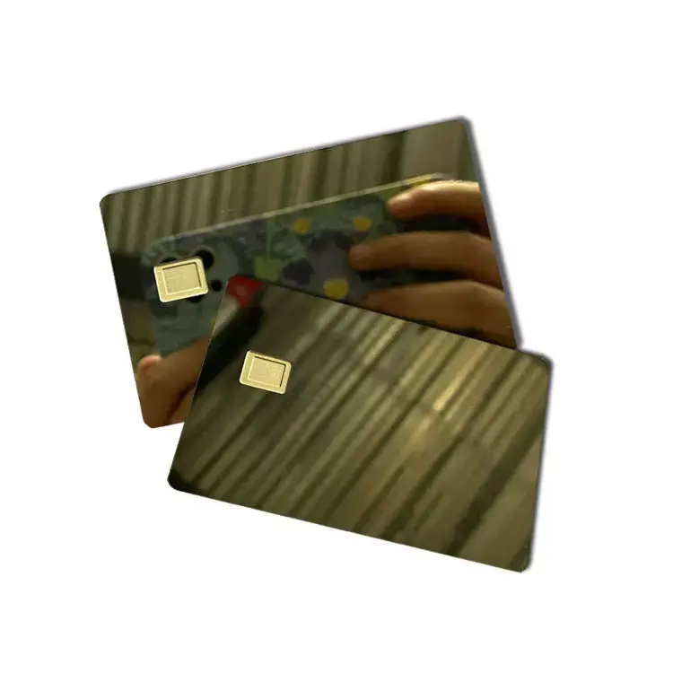 Custom Graveren Zwart/Zilver/Rose Goud/Rainbow/Spiegel Goud Reflecterende Metalen Bank Visa Cebit Kaart Leeg met Chip Slot