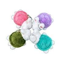 Porte-clés en peluche 3D tortue et lapin, pendentif pour sac, jouet mignon et amusant, décoration de sac à dos