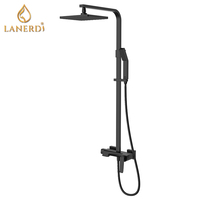 Ensemble de robinetterie de douche et bain contemporain en laiton chromé poli, mitigeur à poignée unique avec cartouche céramique, pour appartement 5
