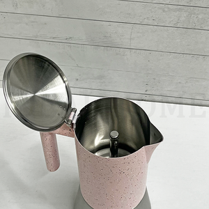 Cafetière Moka en acier inoxydable à 6 tasses, avec revêtement <span class=keywords><strong>rose</strong></span> à pois, durable et polyvalente, pour un café expresso corsé - Product Image 4