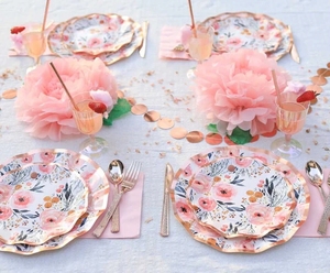 Damai ชุดจานชามกระดาษสำหรับงานเลี้ยงน้ำชาแบบใช้แล้วทิ้งธีมดอกไม้สำหรับวันแม่ - Product Image 4