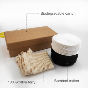 Tampons en <span class=keywords><strong>coton</strong></span> démaquillants lavables et réutilisables Emballage de boîte-cadeau rond 100% <span class=keywords><strong>bio</strong></span> noir Emballage personnalisé <span class=keywords><strong>coton</strong></span> bambou 3 couches - Product Image 4