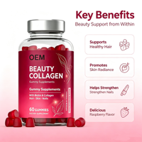 Gummies à la biotine 5000 mcg favorisant la santé des cheveux, de la peau et des ongles, gummies véganes au collagène saveur framboise