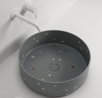Plan de travail de salle de bain moderne en terrazzo artificiel noir populaire pour lavabo intérieur