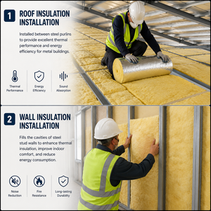 Rouleau d'isolation en fibre <span class=keywords><strong>de</strong></span> <span class=keywords><strong>verre</strong></span> avec barrière anti-<span class=keywords><strong>vapeur</strong></span> en aluminium, ignifuge et insonorisant, pour toiture en <span class=keywords><strong>laine</strong></span> <span class=keywords><strong>de</strong></span> <span class=keywords><strong>verre</strong></span> en Amérique du Nord - Product Image 3