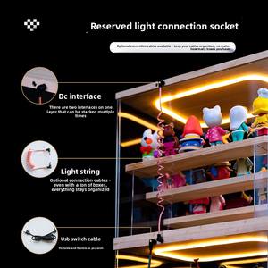 Vitrine de présentation en acrylique pour figurines, poupées Pop Mart et miniatures mignonnes, avec éclairage, couvercle anti-poussière et design pliable en <span class=keywords><strong>cube</strong></span> - Product Image 3