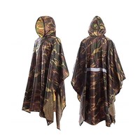 Sac à dos réutilisable léger en tissu ripstop, imperméable, en polyester, veste de pluie camouflage d'urgence pour hommes