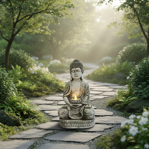Estatua de Buda sentado, escultura de piedra para meditación, diseño elegante - Product Image 2