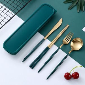 ชุดช้อนส้อมมีดตะเกียบพกพาสำหรับแคมป์ปิ้ง สแตนเลส 304 ขายดี พร้อมกล่อง - Product Image 4