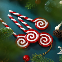 Décorations de Noël Mignonnes, Durables et Douces, Sucettes Créatives Bicolores Rouge et Blanc en Plastique, Pendentifs en Forme de Bâtonnets de Bonbons, 3,5x10,5cm