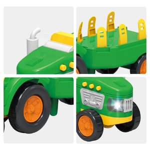 Tracteur agricole jouets avec lumière et musique roue libre tracteur coulissant voiture dessin animé ferme jeu ensemble avec accessoires 7 pièces - Product Image 3
