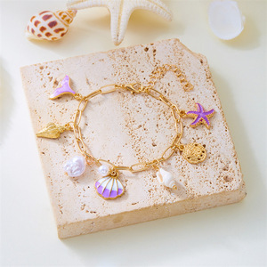 Pulsera de <span class=keywords><strong>Playa</strong></span> con Conchas y Estrellas de Mar, Tendencia Europea y Americana 2026, Natural, Moderna y Versátil - Product Image 5