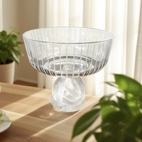 Bol en verre cristal de haute qualité avec Base en forme de noeud Surface rayée pour salon Table basse hôtel mariage biscuit servant