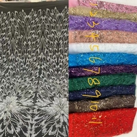 Dentelle française en tulle rouge à paillettes, tissu en dentelle à paillettes, dentelle française brodée en tulle