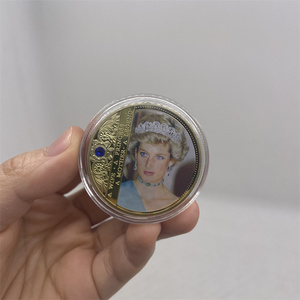 Custom Metal Crafts UK Lady <strong>Diana</strong> Princess Gold Plated Commemorative Coin With Gemstone Celebrity Collectible for Gifts - Product Image 2