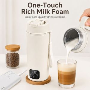 Taza de café con batería, bonita taza de viaje, cargador de coche, tazas de café plateadas con asa, taza recargable - Product Image 4