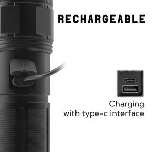 Sáng chim <span class=keywords><strong>1800</strong></span> lumens cao mạnh mẽ không thấm nước nhôm Led <span class=keywords><strong>Torch</strong></span> chiến thuật Telescopic Zoom có thể sạc lại COB đèn Pin - Product Image 3